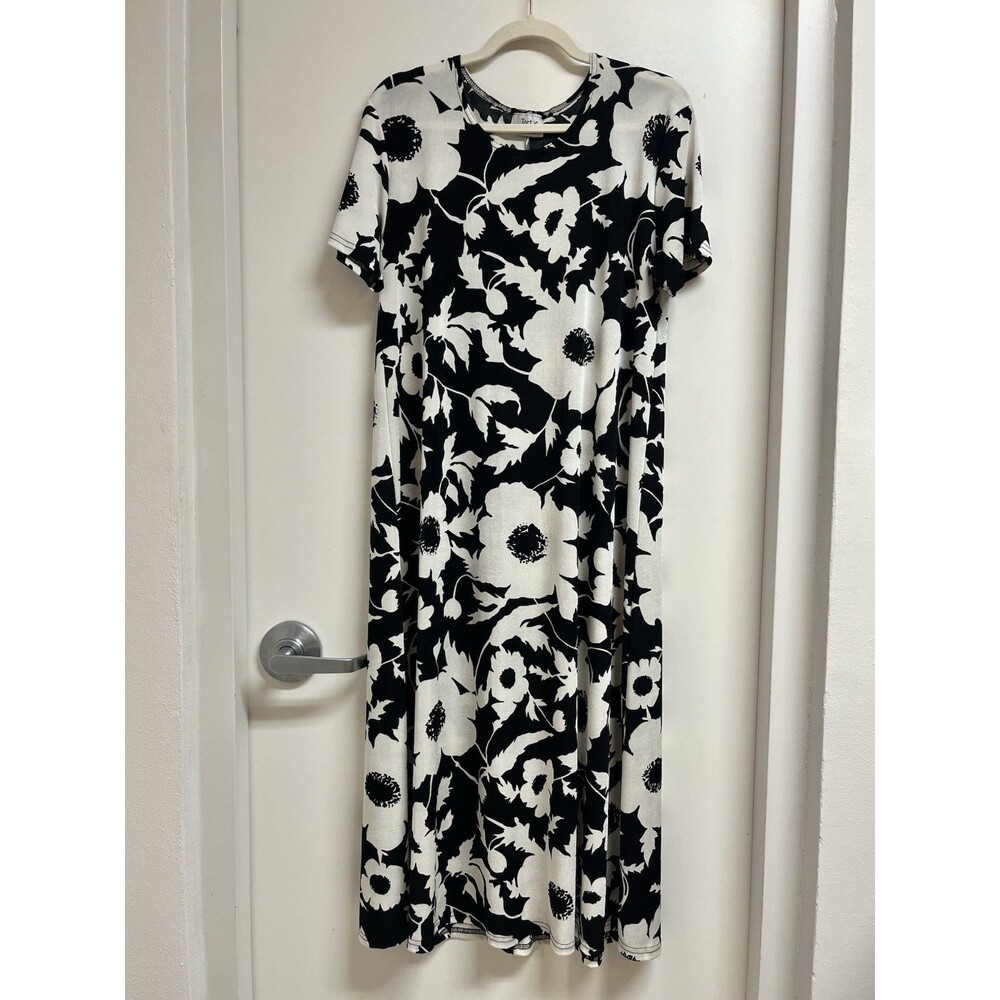 Vintage 90s Jostar Travel Style Dress Stretch Poly Spandex Floral, X-Large
